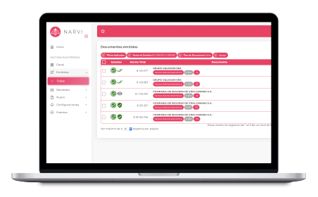 Plataforma Narvi - Dashboard de boletas electrónicas